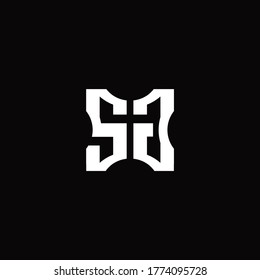 Monograma del logotipo SG con plantilla de diseño de elementos cortados de piezas