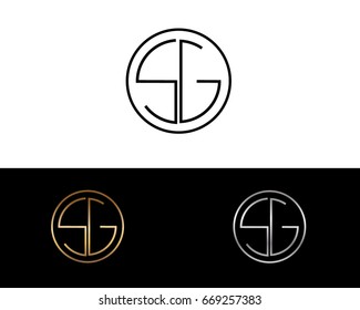 SG round circle shape initial letter logo