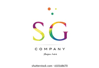sg s g  creative rainbow colors colored alphabet company letter logo design vector icon template