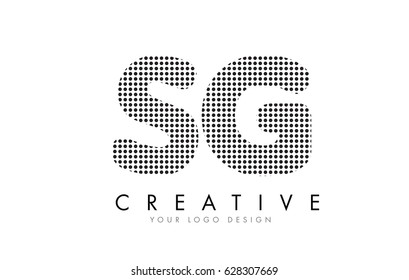 SG S G Letter Logo Design with Black Dots and Bubble Trails.
