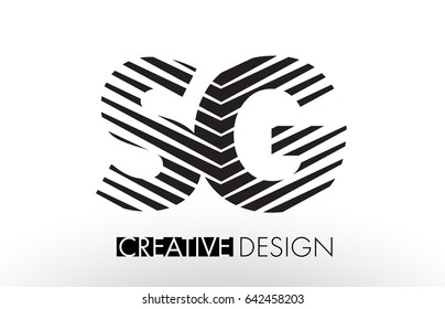 SG S G Lines Letter Design with Creative Elegant Zebra Vector Illustration.