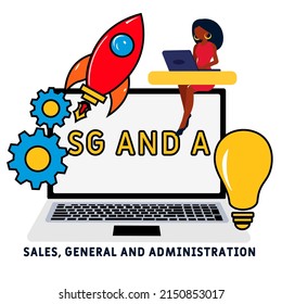 SG and A - Sales, General and Administration acronym. business concept background.  vector illustration concept with keywords and icons. lettering illustration with icons for web banner, flyer
