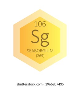 Sg Seaborgium Chemical Element Periodic Table. Hexagon gradient vector illustration, simple clean style Icon with molar mass and atomic number for Lab, science or chemistry education.