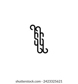 SG simple curved concept initial logo design black and white background