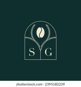 SG Einzigartige und einfache Logo-Design-Kombination aus Buchstaben und Kaffeebohne