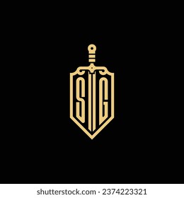 SG vintage shield and sword initial logo in high quality professional design that will print well across any print media