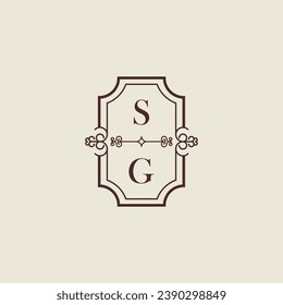SG vintage wedding initial logo in high quality professional design that will print well across any print media
