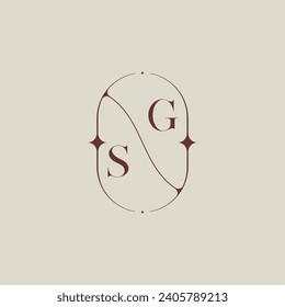 SG wedding classic in elegant monogram with high quality professional design that will print well