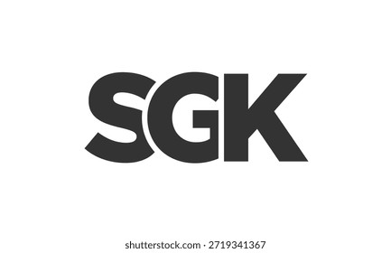 Plantilla de diseño de logotipo SGK con texto en negrita fuerte y moderno. Logotipo de Vector inicial basado en tipografía simple y mínima. Identidad de empresa de moda ideal para la presencia de la marca de las empresas.