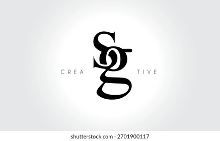 Logotipo elegante del monograma del serif de SGsg – Letra tipográfica minúscula de lujo para la marca moderna