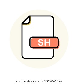 SH file format, extension color line icon. Vector illustration