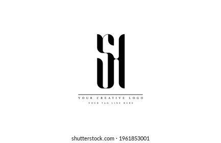 SH HS abstract vector logo monogram template