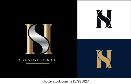 SH, HS Alphabet Letters Abstract Logo Icon Monogram