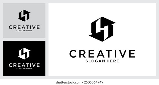 Monograma de Vector de diseño de logotipo de letra inicial SH o HS