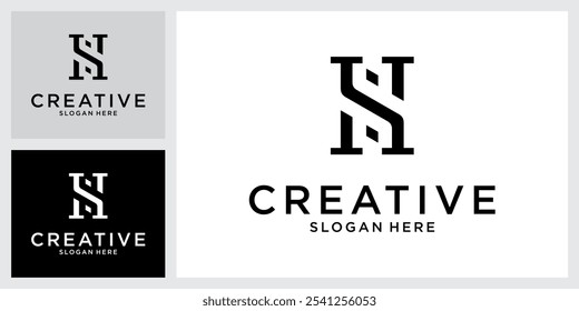 SH or HS Initial letter logo design vector template