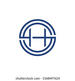 SH or HS Initial logo Capital Letters Blue colors