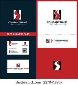 SH or HS letter designs for logo and icons. HS Letter Logo with Cutted and Intersected Design and Round Frame Vector Illustration.