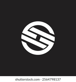 SH or HS letter logo design logotype icon concept and creative art line template and classic elegant style look vector, circle shape, negative space.