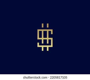 Sh, su plantilla vectorial de logotipo de carta Símbolo abstracto de monograma