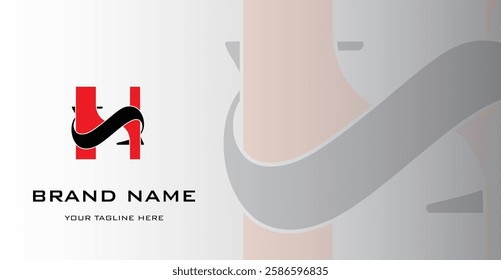 SH or HS letter logo vector design with red and black base colors