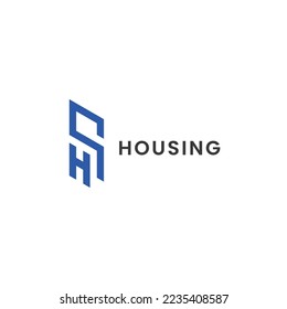 SH or HS letter minimal unique logo geometric style vector illustration