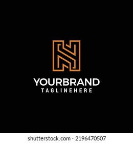 SH or HS profesional letter logo line design template vector