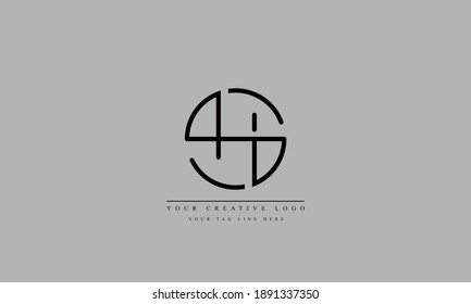 SH, HS, S, H abstract vector logo monogram template