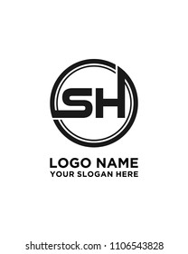 SH initial circle logo template vector