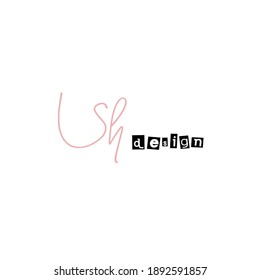 Sh initial handwriting beauty monogram