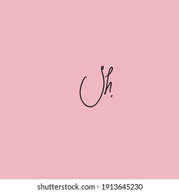 Sh initial handwriting beauty monogram