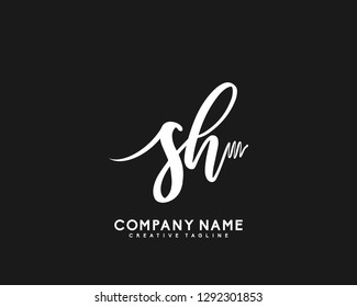 SH Initial Handwriting Logo Template Vector