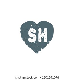 SH Initial Handwriting logo template vector
