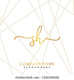 SH Initial Handwriting logo template vector
