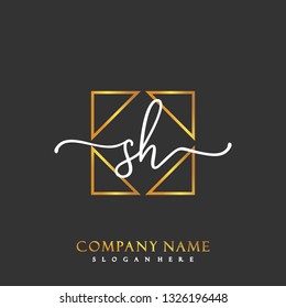 SH Initial Handwriting logo template vector