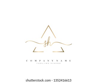 SH initial handwriting logo template vector