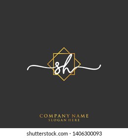 SH Initial handwriting logo template
