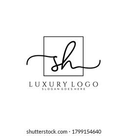 SH Plantilla de logotipo de escritura a mano inicial vectorial