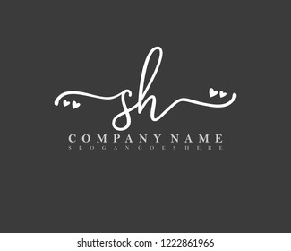 SH Initial handwriting logo vector