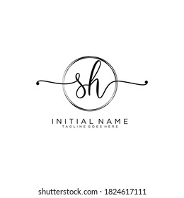 SH Initial handwriting logo vector