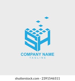 SH initial letters looping linked shape  elegant logo. SH initial logo