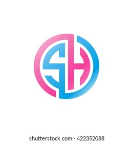 SH initial letters looping linked circle logo pink blue