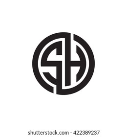 SH initial letters looping linked circle monogram logo