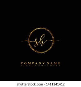 SH Initial luxury handwriting logo vector
