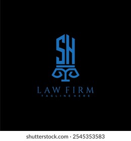 SH initial monogram for lawfirm logo with sword