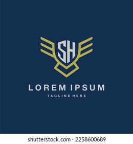 SH initial monogram logo for creative eagle line image vector design