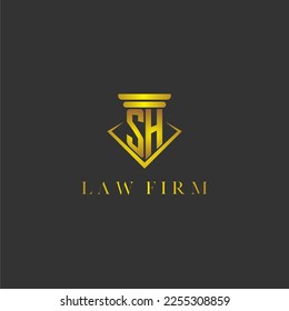 SH initial monogram logo for lawfirm with creative polygon design