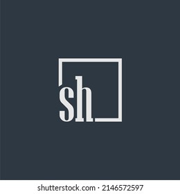 SH Initial Monogram Logo With Rectangle Style Dsign