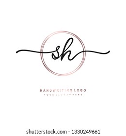 SH initial signature logo. handwriting logo template vector,