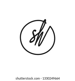 SH initial signature logo. handwriting logo template vector,
