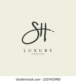 SH initial signature logo. Handwritten monogram vector